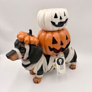 Magical Season Halloween Mummy Dachshund Doxie Light Up Pumpkin Figurine NEW